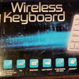 "Wireless Bluetooth Keyboard" - 3.0, White (Open-Box) (Brand-New)